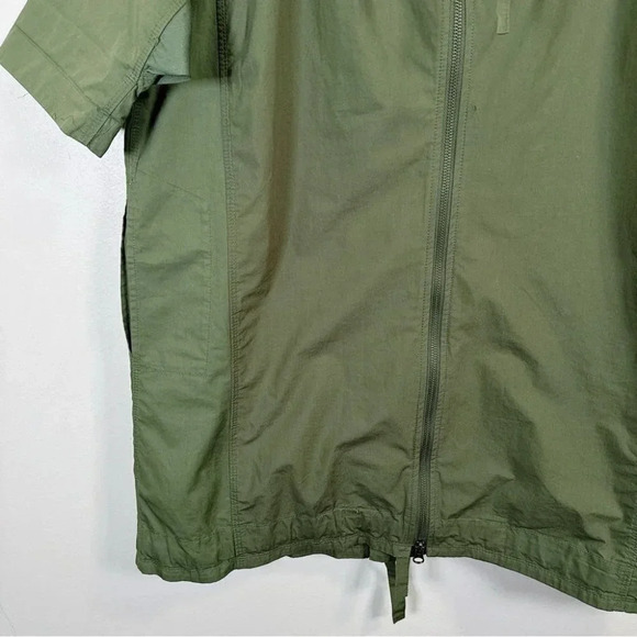 JNBY Hooded Cotton Green Army Full  Zip Short Sleeve Jacket - Picture 11 of 16